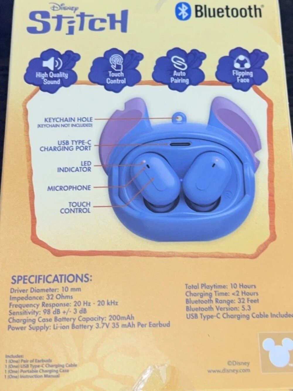 Disney Stitch True Wireless Earbuds Bluetooth Flip The Faces_ Brand New In Box - Picture 2 of 2